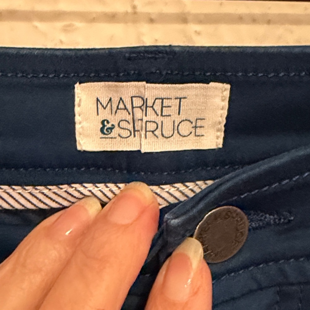 🍀🍀🍀BOGOHO🍀🍀🍀Market & Spruce Teal Blue Stretch Chino Pants-8 petite - Picture 4 of 11